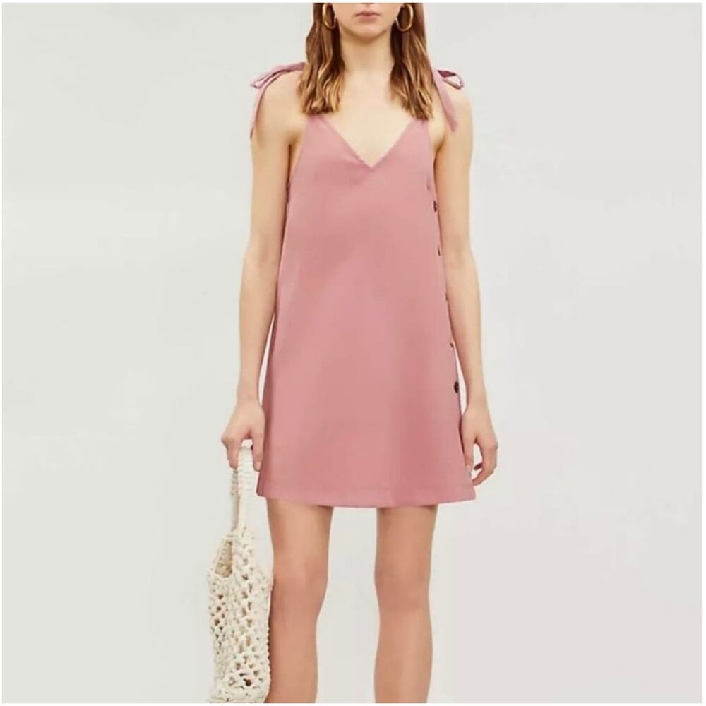 TopShop Women's Pink Casual Side‎ Button Sleeveless Mini Dress Size 4